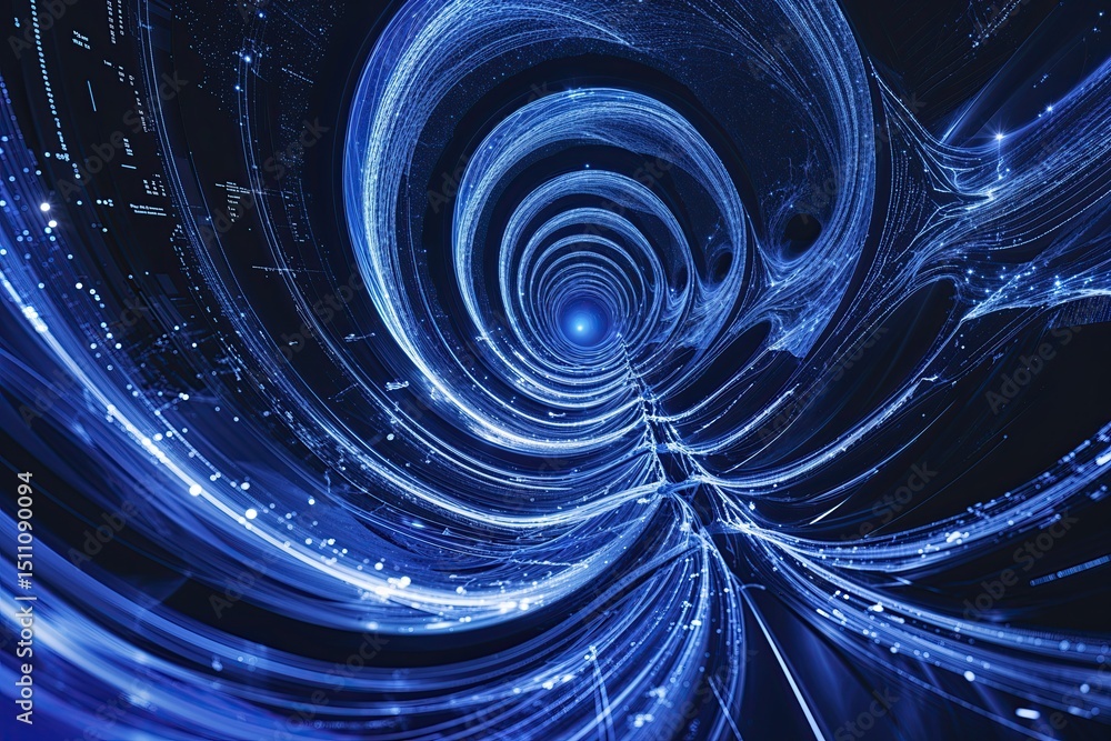 Poster indigo vision digital backdrop with swirling waves and dynamic tech movement