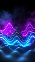  Futuristic Blue 3D Waveforms Background