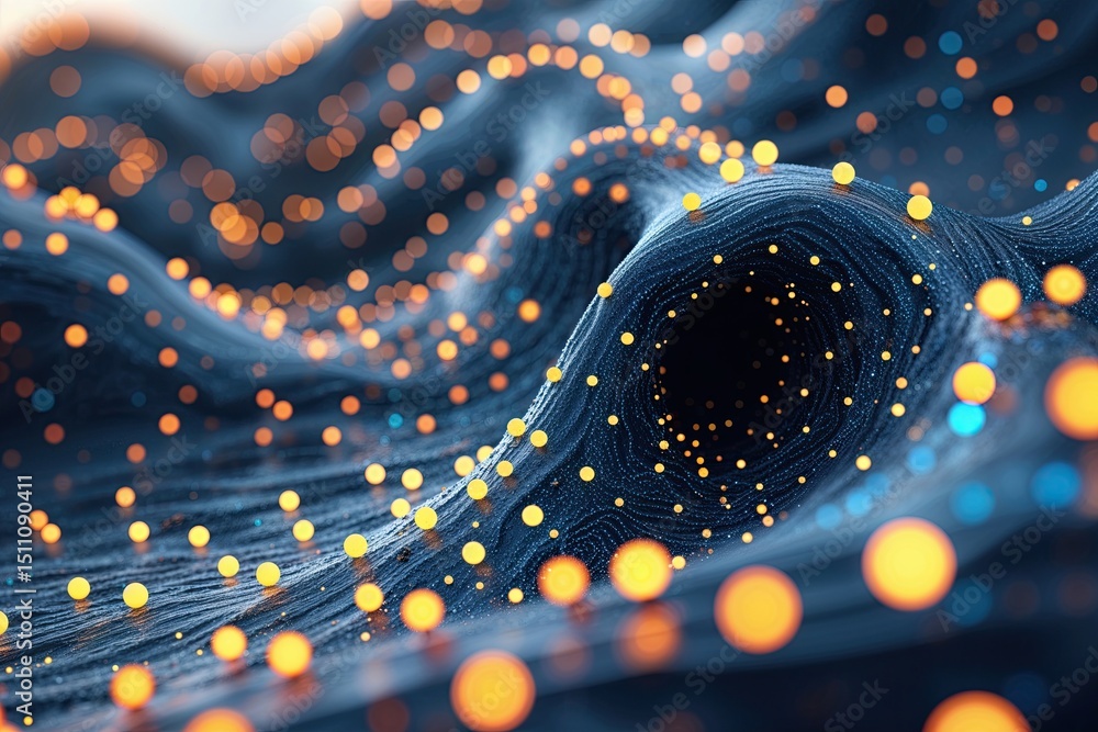 Poster mesmerizing digital wave design with illuminated dots and dynamic textures
