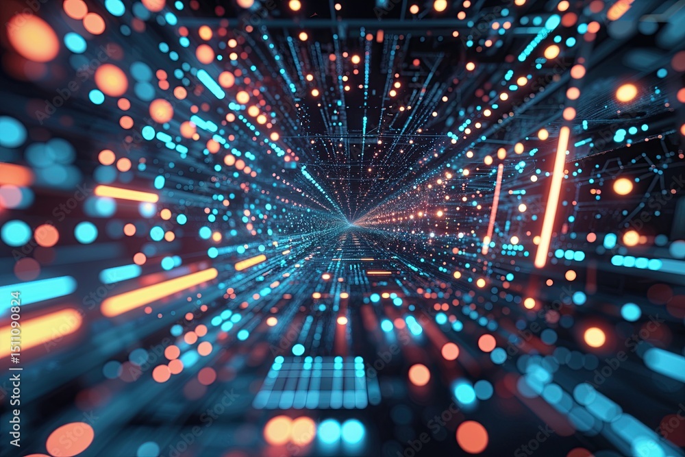 Poster futuristic digital particles creating an innovative technology background