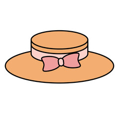 simple brown straw beach hat with a pink cute bow