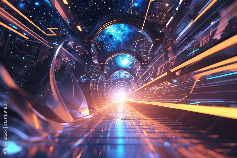 Aufkleber celestial cyber design aesthetic with abstract cosmic elements and fluid dynamics