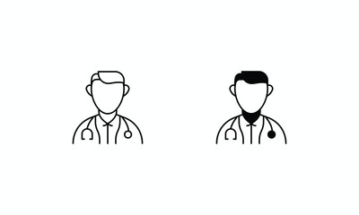Doctor  icons set Line and Glyph black vector icon stock illustration