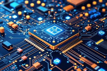 Obraz premium Abstract Digital Chart of Smart Network Circuitry and Technology