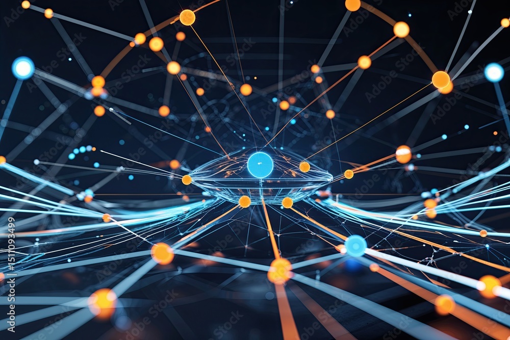 Poster dynamic interactive radial connection points and lines for futuristic presentations