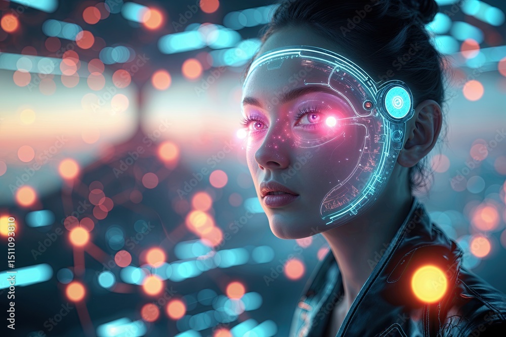 Poster surreal technology background with ethereal glow and otherworldly vibes