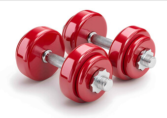 3D red dumbbells isolated on a white background captured with a 20mm lens highresolution photography insanely detailed a stock photo professional color gradi