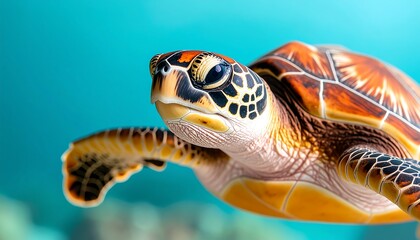 Aqua Dreamscape with Turtle Gazing into Soft Stillness