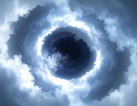 Stormy clouds swirling around a dark center