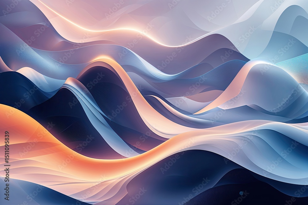 Poster ethereal background with abstract wave design and geometric patterns in a modern technology context