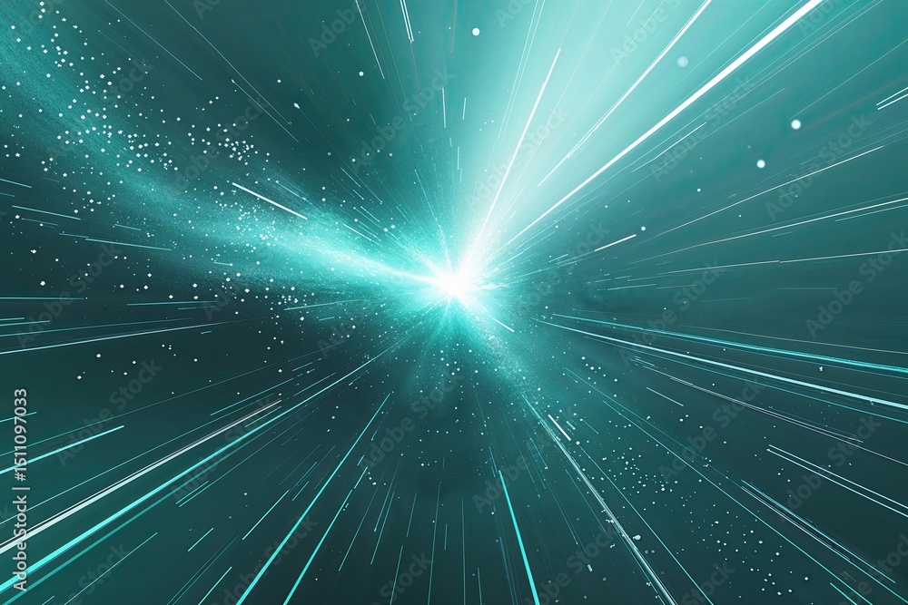 Aufkleber soft teal abstract background with radiant particles and futuristic design