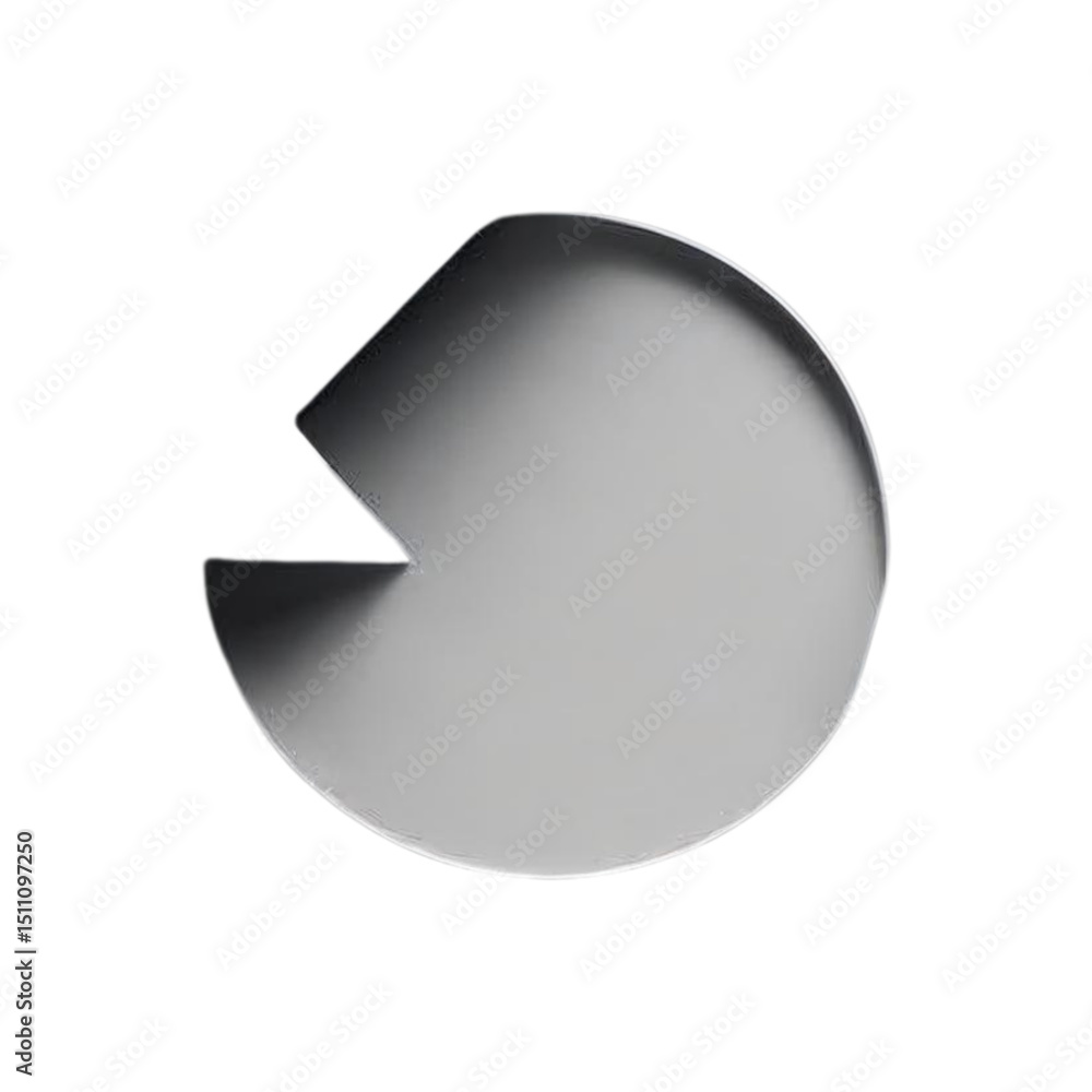 Poster Abstract circle shape with a missing piece gray gradient design for graphic and web design projects use case