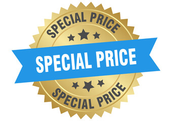 special price. special price round blue and gold label isolated on transparent background