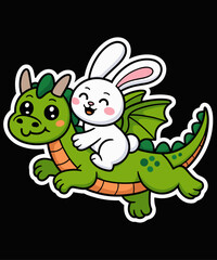 Funny Rabbit Bunny Dragon Riding Zoo Day