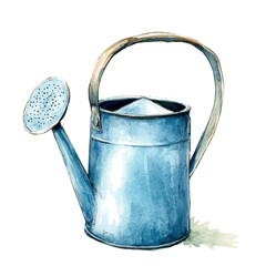 Watering Can, watercolor illustration vector, high quality, isolated on a white background.