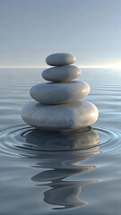 Zen Stones & Mist – Minimal Calm Nature Scene