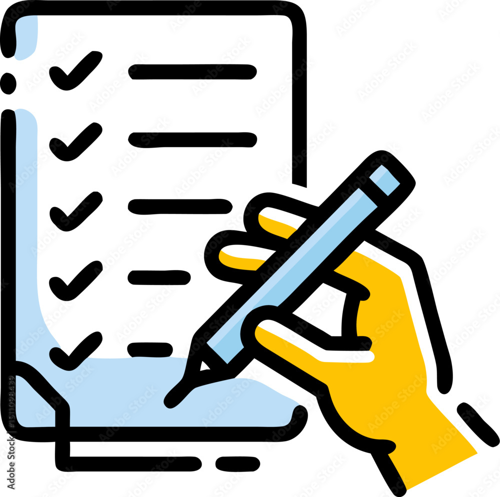 Poster hand completing checklist document task management planning
