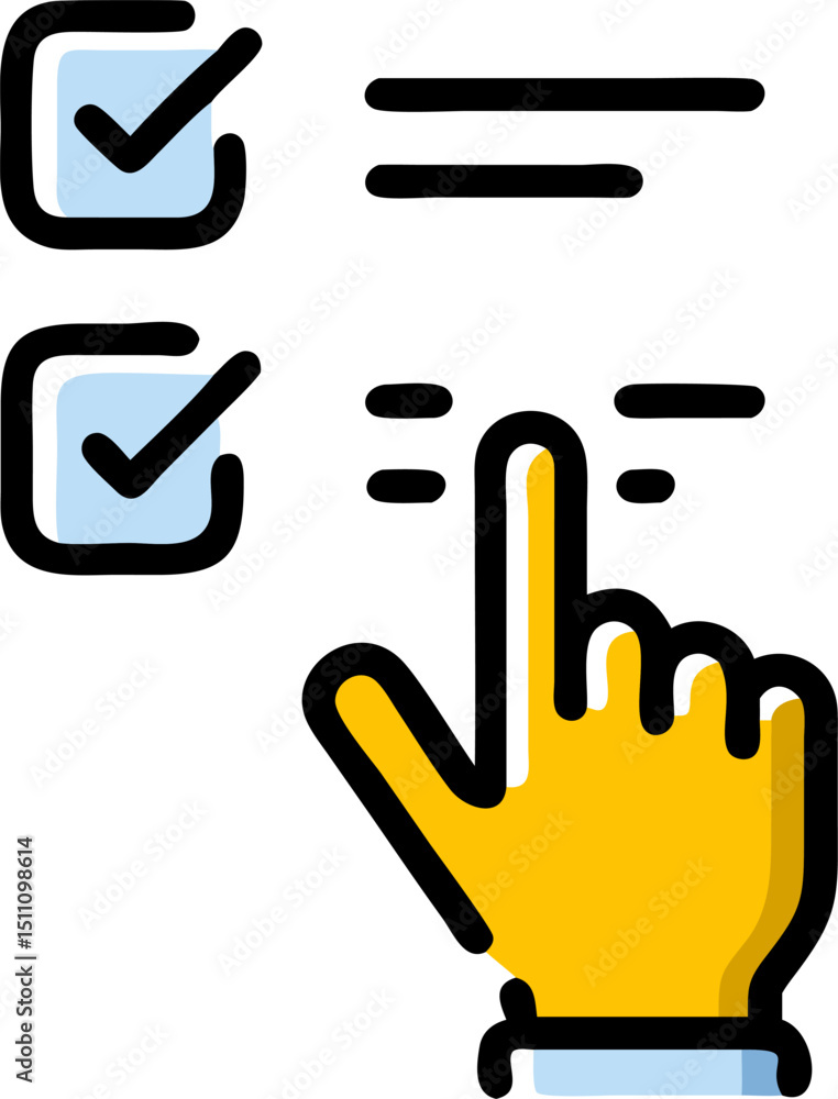 Poster online checklist selection hand cursor click interface