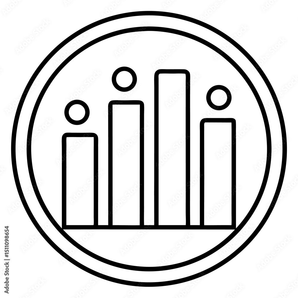 Poster simple bar graph icon representing data analysis and growth