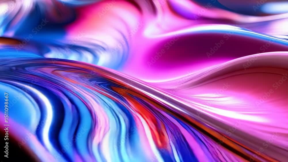 Aufkleber colorful metallic waves flowing seamlessly together, creating a vibrant and mesmerizing abstract bac