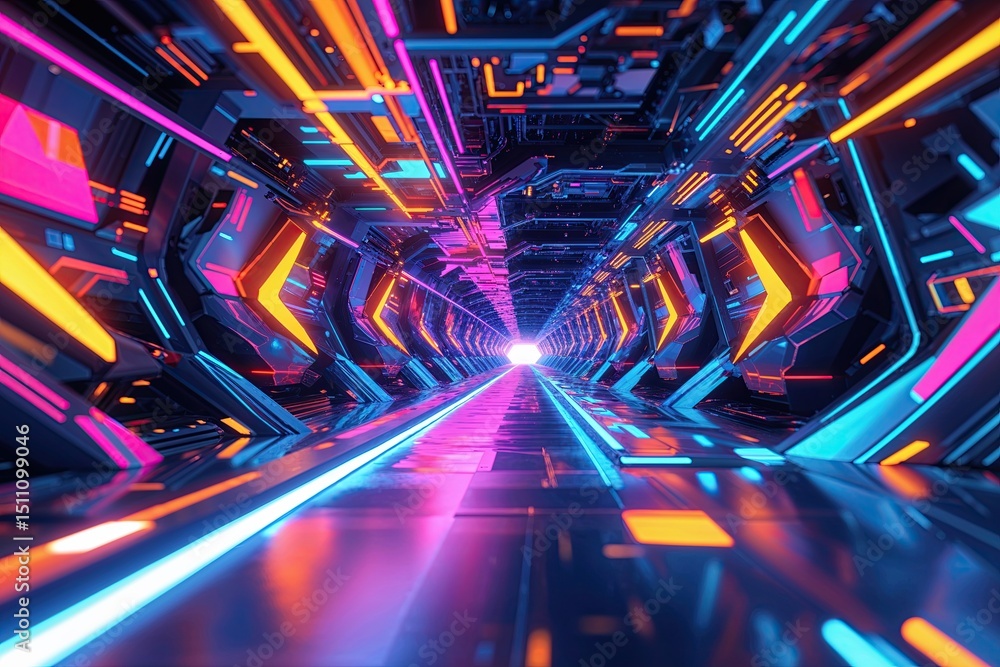 Poster vibrant abstract tech-inspired design with dynamic colours and fluid motion