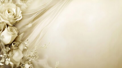 Elegant cream roses and flowing fabric