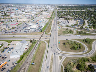 Fototapeta premium Busy highway with cars and trucks on it