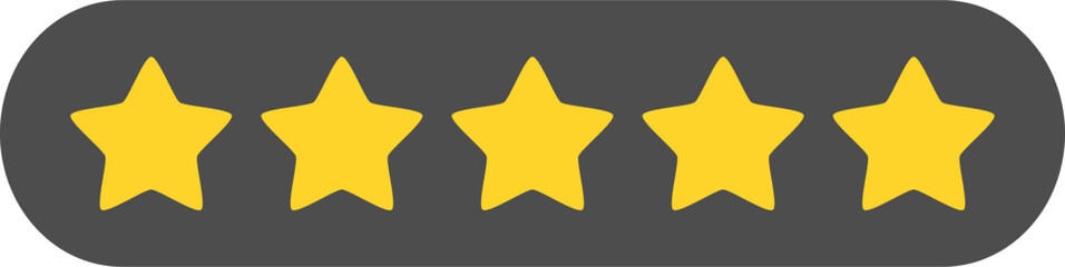 Dark Rating Icon with Five Gold Stars