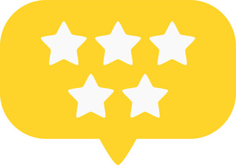 Gold Balloon Icon with Five Stars Rating