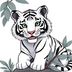 Fototapeta premium create cartoon a illustrator vector white tiger