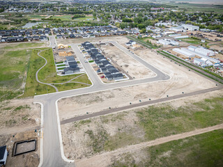 Residential area with houses and a road