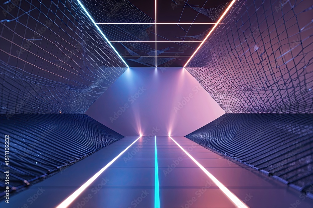 Poster modern digital background with gradient mesh and glowing intersections