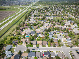 Residential neighborhood with houses and a street