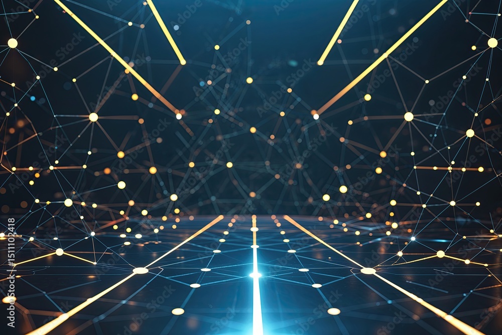 Poster futuristic abstract digital geometry black plexus network of glowing points and lines