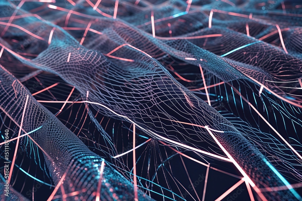 Poster innovative digital mesh structure design with unique line patterns