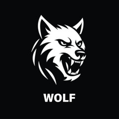 majestic wolf logo, wolf logo, wolf logo black and white with vector design