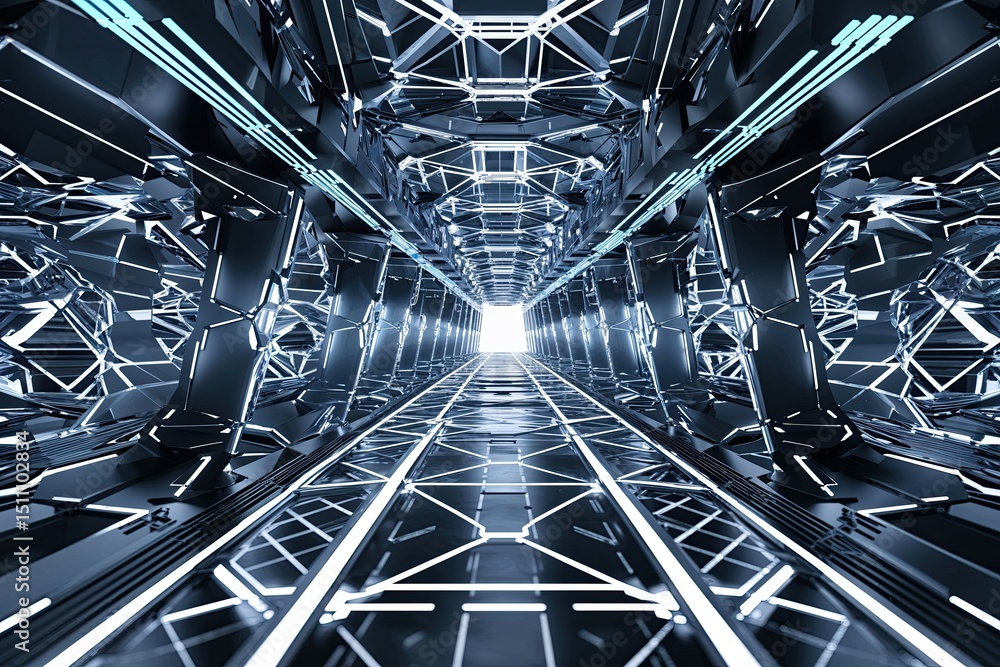 Poster dynamic cybernetic background with interwoven lines and futuristic structure