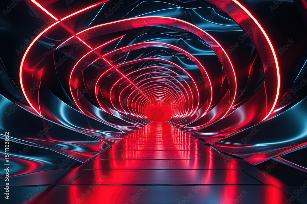 Poster captivating dynamic wave technology backdrop with radiant red light and cutting-edge geometric effec