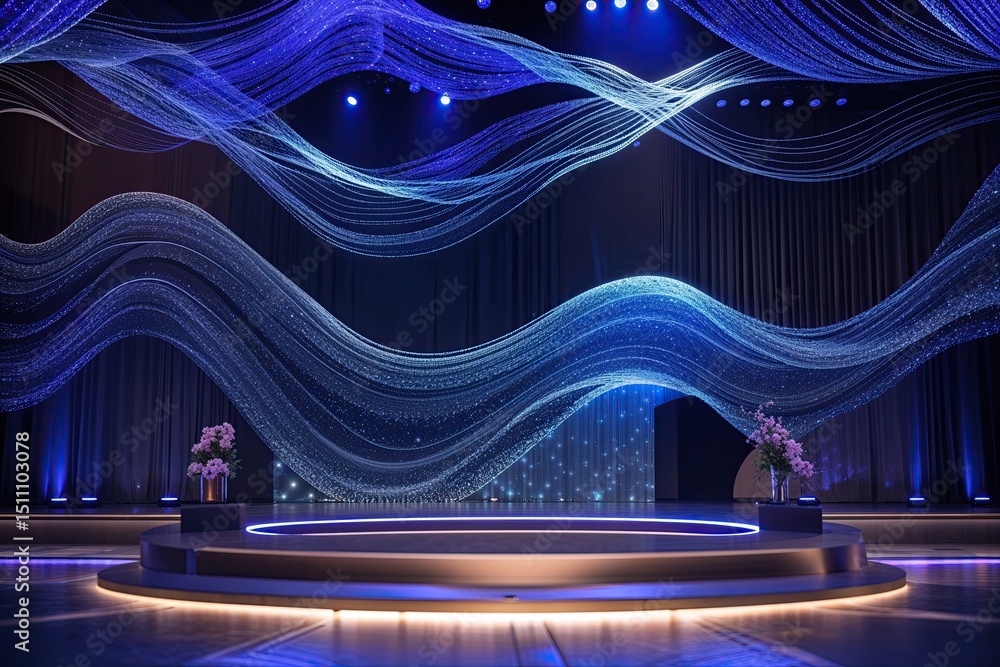 Poster advanced transformative wave technology background with indigo lighting for professional presentatio