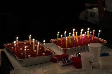 birthday cakes with colorful candels