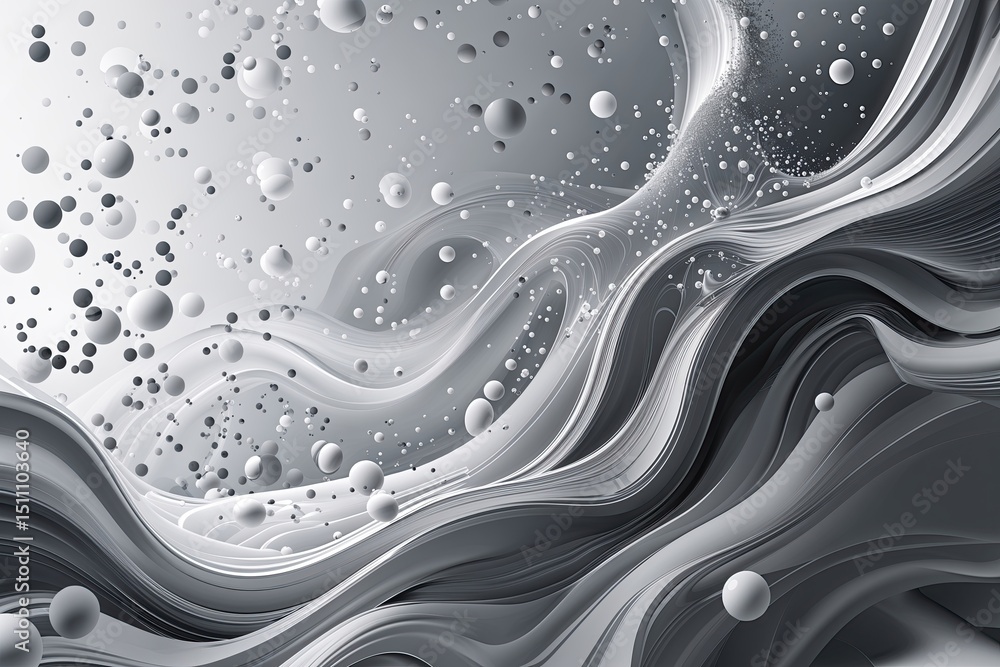 Aufkleber futuristic grey and white abstract background with flowing particles for technology design and innov