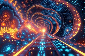 Innovative Technology Background Featuring Fractal Landscape and Radiant Glow