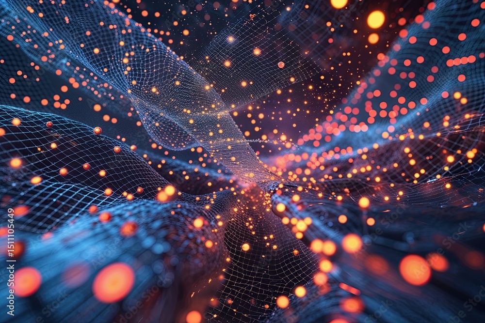 Poster innovative dynamic digital particle mesh background design for enhanced visual impact