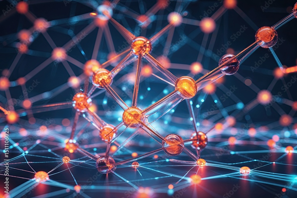 Poster dynamic information network design with abstract connections and vibrant visuals