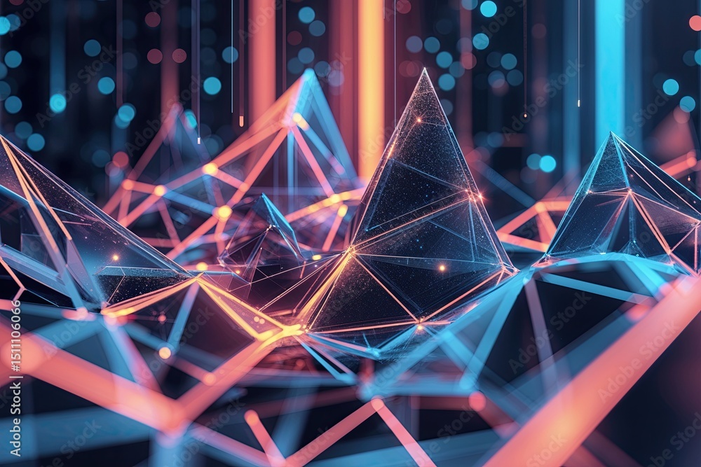 Poster futuristic digital backdrop with rhythmic abstract geometric designs for networking scenarios