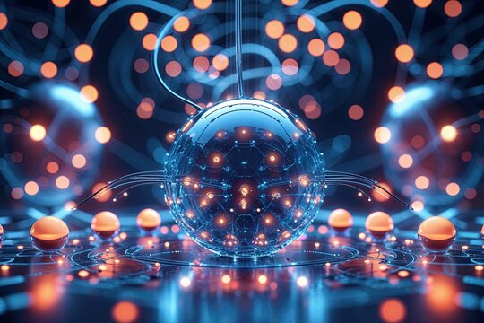 Vibrant Digital Background of Contemporary Technology Circles and Blood Flow Patterns