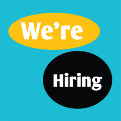 We're Hiring Announcement Yellow and Black Circles on Teal Background