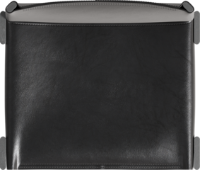 Top view of wooden black leather chair