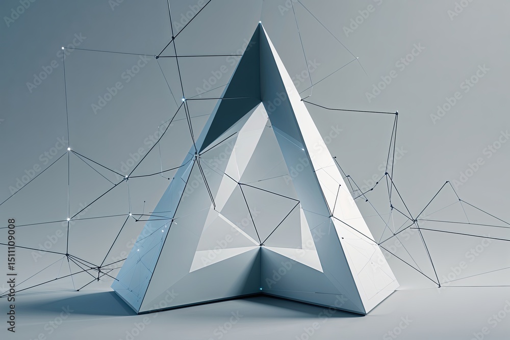 Poster dynamic triangle design with minimalist digital background and network technology
