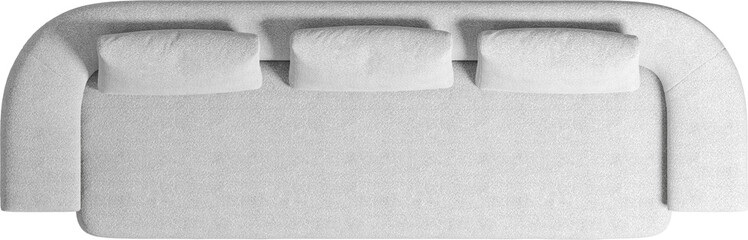 Top view of a modern boucle upholstered sofa